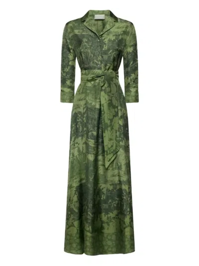 Pierre-louis Mascia Aloegum Jacquard Silk Shirt Dress In Multi
