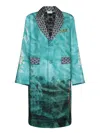 Pierre-louis Mascia Patterned Blue Outerwear With Shawl Collar In Blue