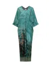Pierre-louis Mascia Pierre Louis Mascia Printed Silk Long Dress In Blue