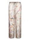 Pierre-louis Mascia Floral Embellished Beige Trousers With Relaxed Fit In Beige