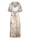 Pierre-louis Mascia Aloes Floral Silk Kaftan In Beige In Beige