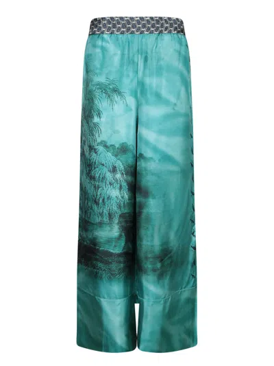 PIERRE-LOUIS MASCIA ALOES GREEN MULTICOLOR TROUSERS