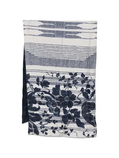 Pierre-louis Mascia Aloesta Floral Geometric Scarf In Gray