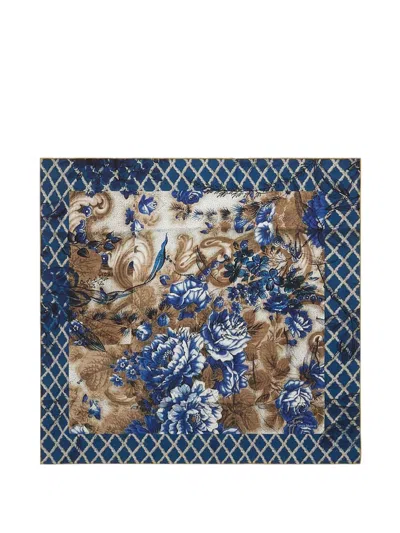Pierre-louis Mascia Aloeuw Floral Geometric Silk Scarf In Blue