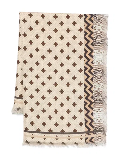 Pierre-louis Mascia Aloeuw Fringe-edge Silk Scarf In Brown