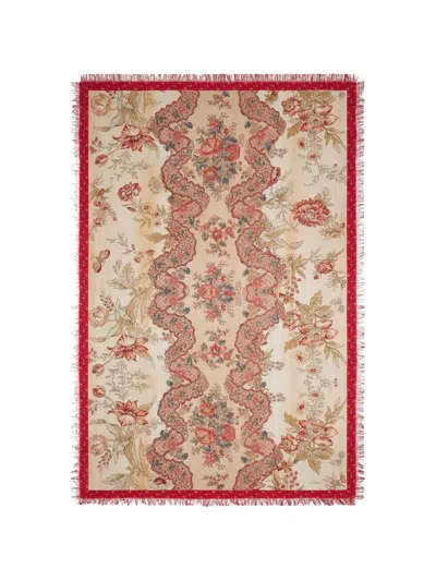 Pierre-louis Mascia Aloeuw Fringed Floral Silk Scarf In Neutral