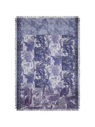 Pierre-louis Mascia Aloeuw Printed Fringe Silk Scarf In Blue