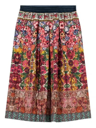 Pierre-louis Mascia Alosol Pleated Floral-print Midi Skirt In Multi