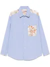 Pierre-louis Mascia Silk And Cotton Patchwork Shirt In Blue