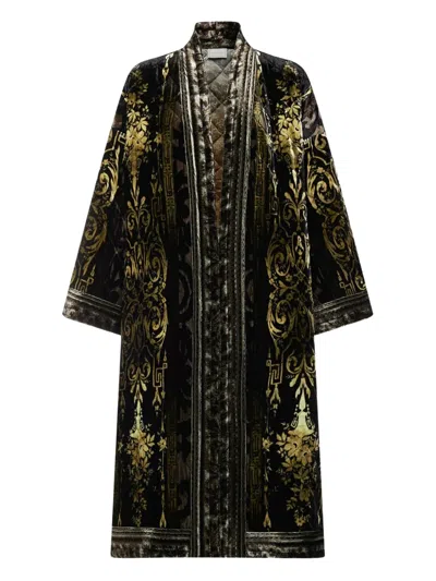 Pierre-louis Mascia Baroque-print Velvet Coat In Multi
