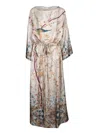 Pierre-louis Mascia Beige Floral Silk Long Dress In Beige