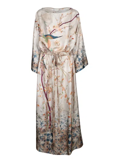 Pierre-louis Mascia Beige Floral Silk Long Dress