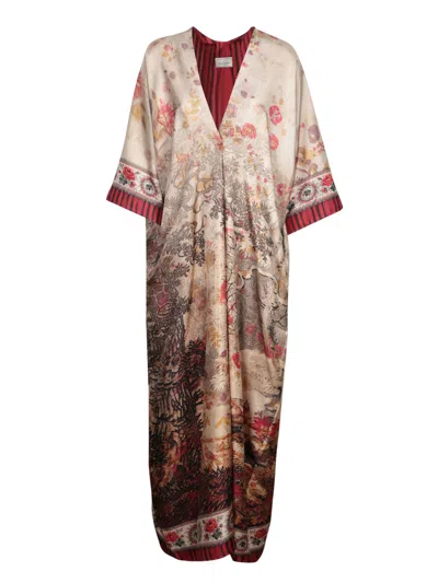 PIERRE-LOUIS MASCIA BEIGE RED LONG DRESS