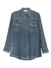 Pierre-louis Mascia Pierre Louis Mascia Denim Print Silk Shirt In Blue