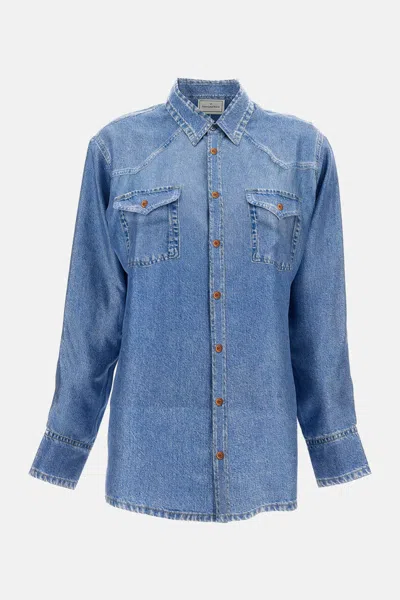 Pierre-louis Mascia Blue Silk Shirt