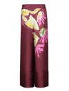 Pierre-louis Mascia Wide-leg Bordeaux Trousers With Floral Print In Bordeaux