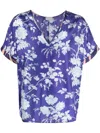 Pierre-louis Mascia Briancon Floral-print Silk Top In Blue
