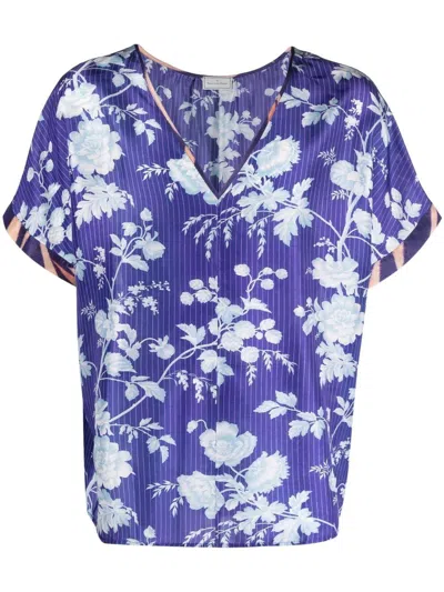 Pierre-louis Mascia Briancon Floral-print Silk Top In Blue