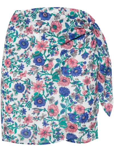 Pierre-louis Mascia Charlie Floral-print Mini Skirt In White
