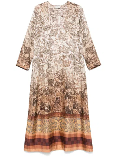 Pierre-louis Mascia Cialda Midi Dress In Neutrals