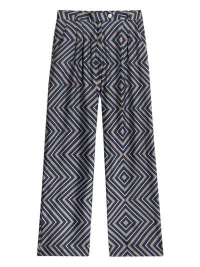 Pierre-louis Mascia Cialda Pleated Geometric Trousers In Black