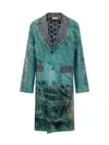 Pierre-louis Mascia Patterned Blue Outerwear With Shawl Collar