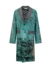 Pierre-louis Mascia Patterned Blue Outerwear With Shawl Collar In Blue
