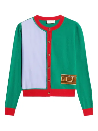 Pierre-louis Mascia Colour-block Panelled Cardigan In Green