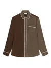 Pierre-louis Mascia Contrast-panel Piped Shirt In Brown