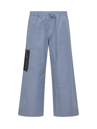 Pierre-louis Mascia Cotton And Silk Trousers In Blue