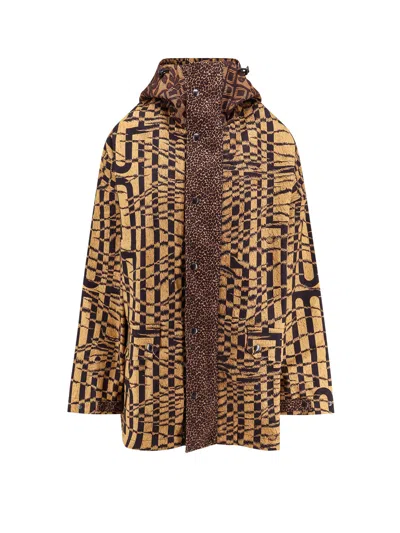 Pierre-louis Mascia Cotton Hooded Jacket In Brown