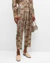 Pierre-louis Mascia Cropped High-rise Floral-print Silk Pants In Cream Multi 513269/101