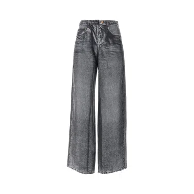 Pierre-louis Mascia Demim Print Silk Pants In Black