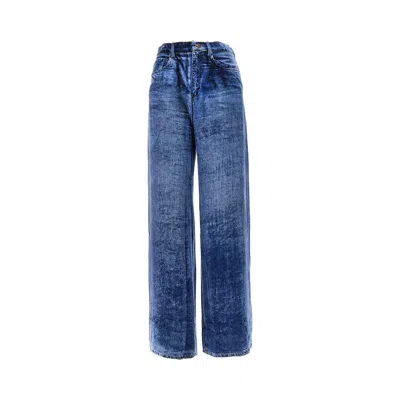 Pierre-louis Mascia Denim Effect Velvet Pants In Blue