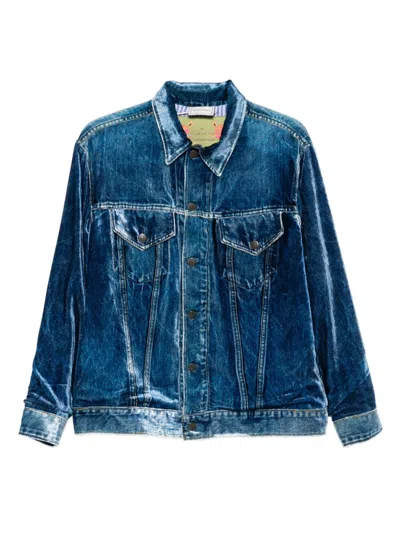 Pierre-louis Mascia Denim Print Jacket In Blue