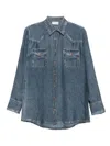Pierre-louis Mascia Pierre Louis Mascia Denim Print Silk Shirt In Blue