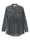 Pierre-louis Mascia Pierre Louis Mascia Denim Print Silk Shirt In Gray