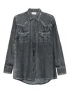 Pierre-louis Mascia Pierre Louis Mascia Denim Print Silk Shirt In Gray