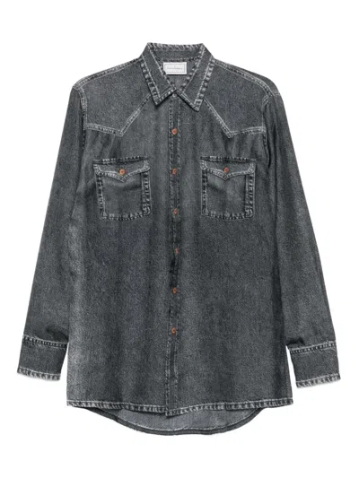 PIERRE-LOUIS MASCIA DENIM PRINT SILK SHIRT