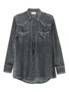 Pierre-louis Mascia Pierre Louis Mascia Denim Print Silk Shirt In Gray