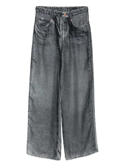 Pierre-louis Mascia Denim Print Silk Trousers In Gray
