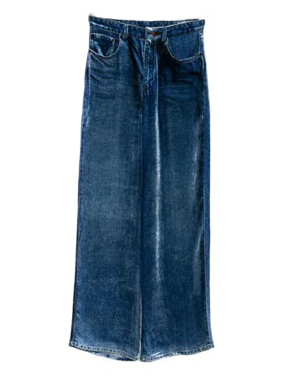 Pierre-louis Mascia Denim Print Trousers In Blue