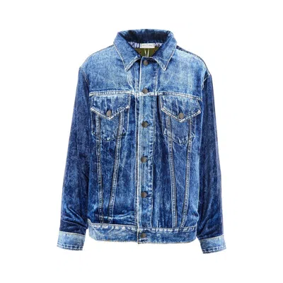 PIERRE-LOUIS MASCIA DENIM PRINT VELVET JACKET