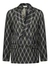 Pierre-louis Mascia Diamond-pattern Double-breasted Jacket In Black
