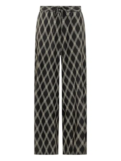 Pierre-louis Mascia Diamond-pattern Drawstring Trousers In Black