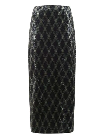 Pierre-louis Mascia Diamond-pattern Midi Skirt In Black