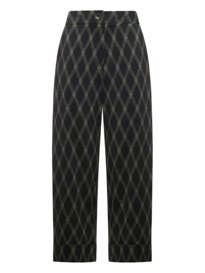 Pierre-louis Mascia Diamond-pattern Trousers In Black