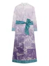 Pierre-louis Mascia Diomedes Landscape-print Belted Shirt Dress In Purple