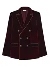 Pierre-louis Mascia Double-breasted Velvet Blazer In Burgundy