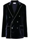 Pierre-louis Mascia Double-breasted Velvet Jacket With Peak Lapels In Black
